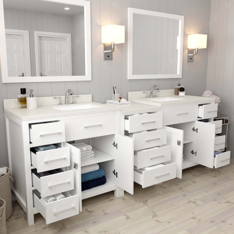 Winston Porter Slagelse 93'' Freestanding Double Bathroom Vanity with